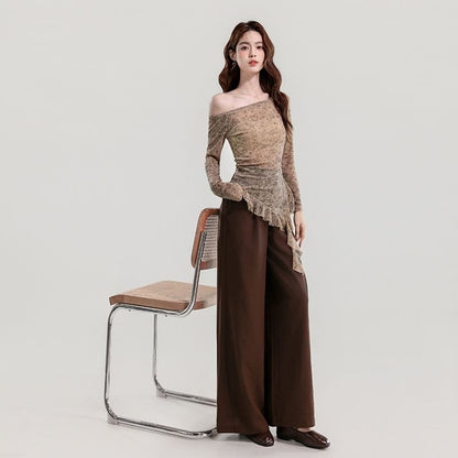 Sheer Ruffle Off-Shoulder Top