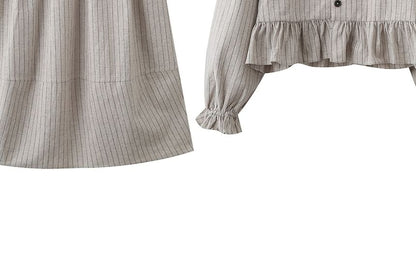 Pinstripe Blouse & A-Line Skirt Set