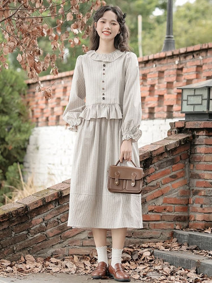 Pinstripe Blouse & A-Line Skirt Set