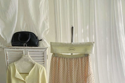 Dotted Tiered Asymmetrical Mesh A-Line Skirt High Waist