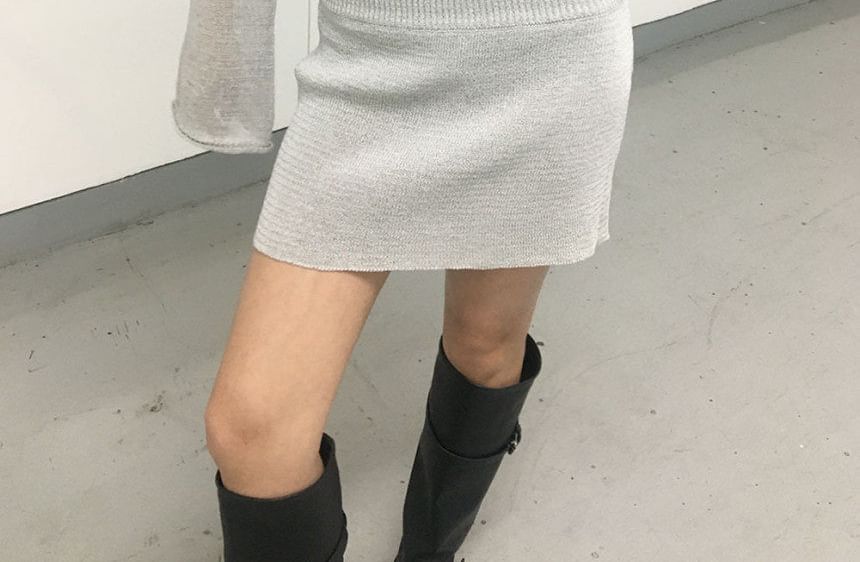 Round Neck Knit Top & Pencil Skirt Set