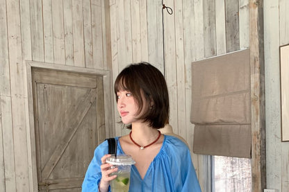 V-Neck Long-Sleeve Blouse