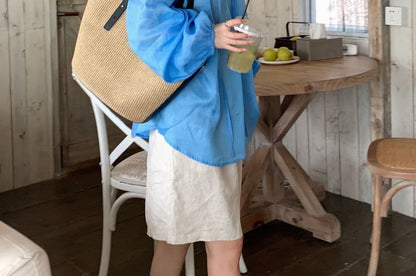 V-Neck Long-Sleeve Blouse