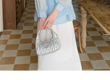 Maternity Tie-Waist Blouse with Stand Collar & A-Line Skirt Set