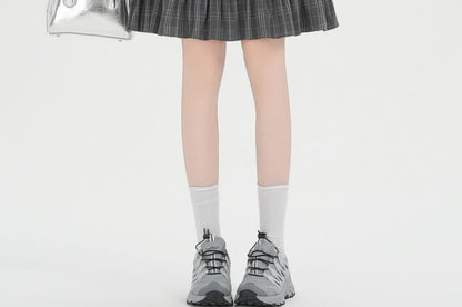 Plaid Ruffle Tiered Mini A-Line Skirt with High Waist