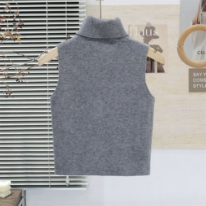 Sleeveless Turtleneck Knit Top
