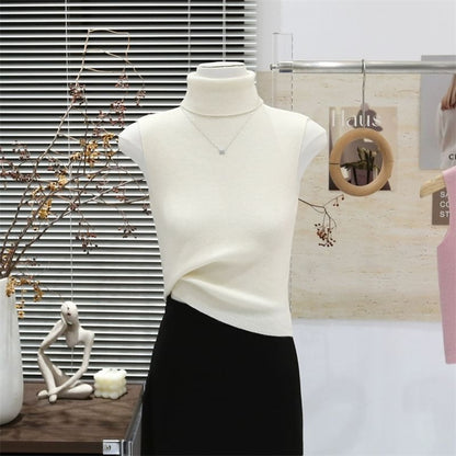 Sleeveless Turtleneck Knit Top