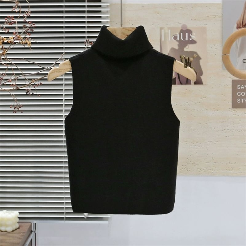 Sleeveless Turtleneck Knit Top