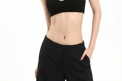 Halter Neck Open Back Cropped Tee