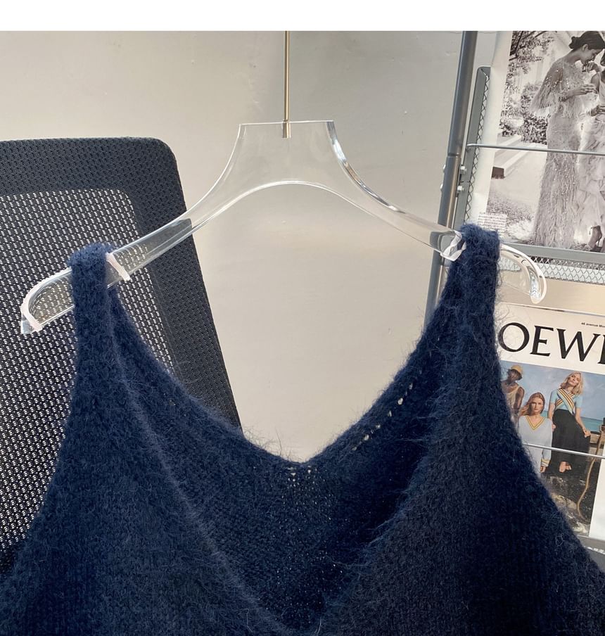 Striped V-Neck Button-Front Knit Camisole