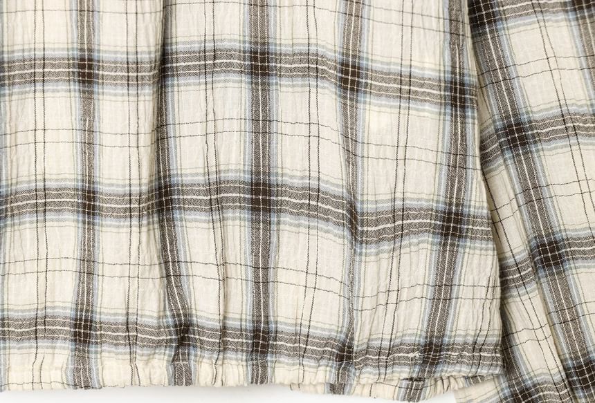 Plaid Crop Top & Asymmetrical A-Line Skirt Set