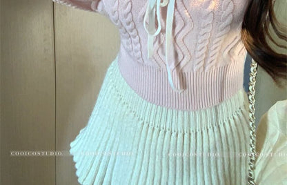 Collared Contrast Trim Cable Knit Pullover