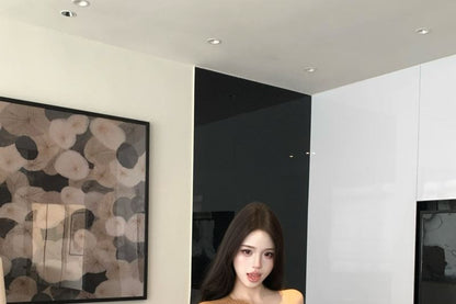 Extended Sleeve Off Shoulder Solid Sweater / Mid Rise Solid Mini Pencil Skirt