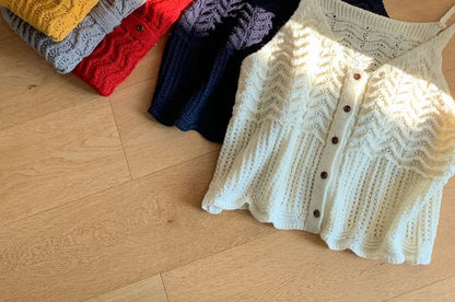 Button-Front Knit Camisole Top
