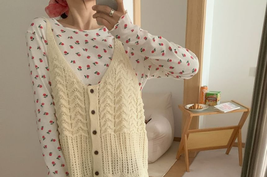 Button-Front Knit Camisole Top