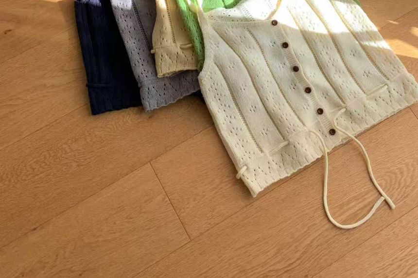 Pointelle Knit Button-Front Camisole