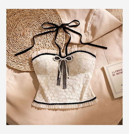 Halter Lace Crop Blouse