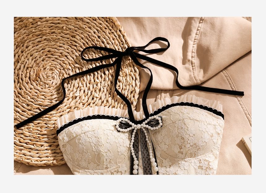 Halter Lace Crop Blouse