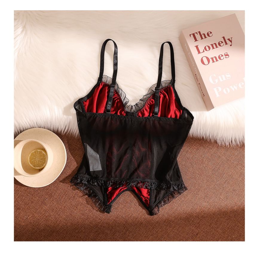 Spaghetti Strap Lace Trim Bustier Bodice