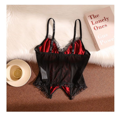 Spaghetti Strap Lace Trim Bustier Bodice