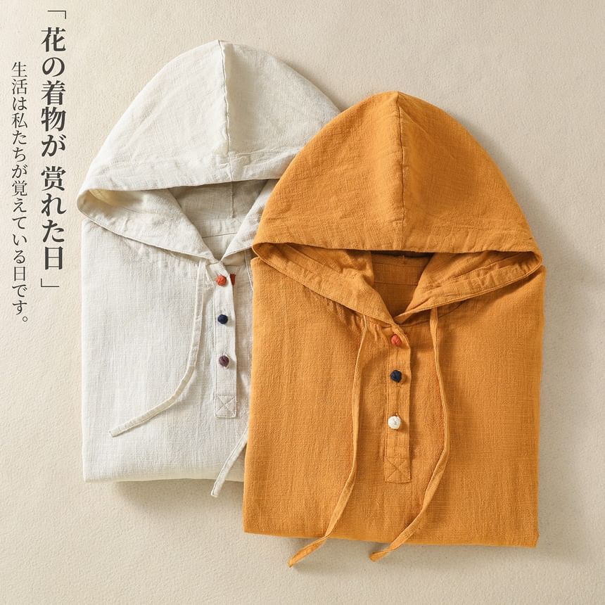 Long-Sleeve Henley Hoodie