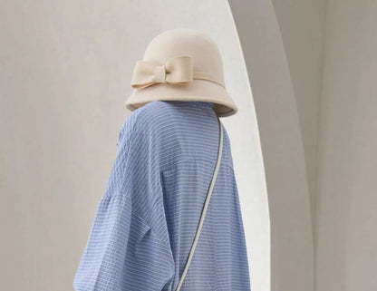 Striped Puff-Sleeve Button-Down Shirt