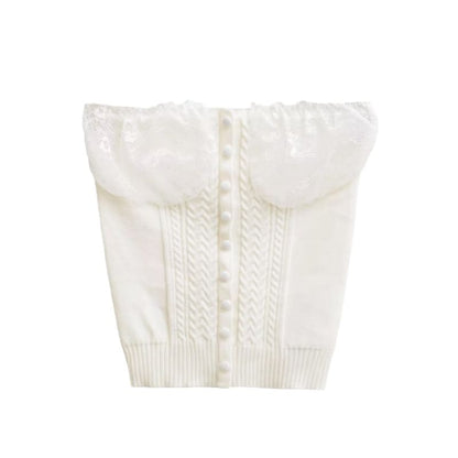 Knitted Panel Button Detail Strapless Top