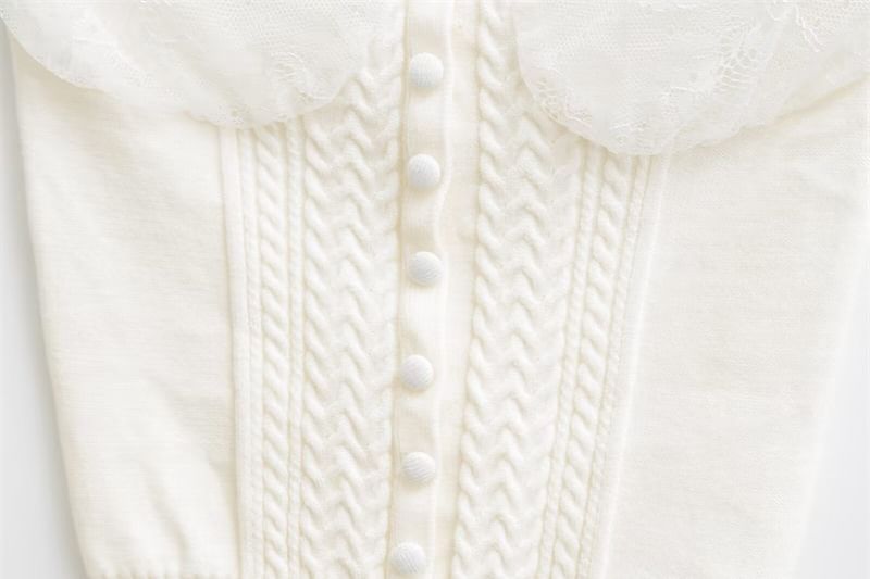 Knitted Panel Button Detail Strapless Top