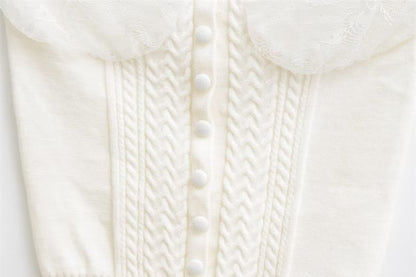 Knitted Panel Button Detail Strapless Top