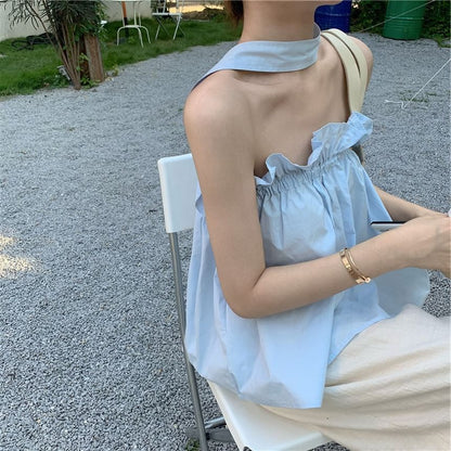 Shirred Halter-Neck Top
