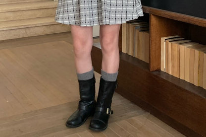 Gingham Checkered Mini Pleated Skirt with Mid Waist