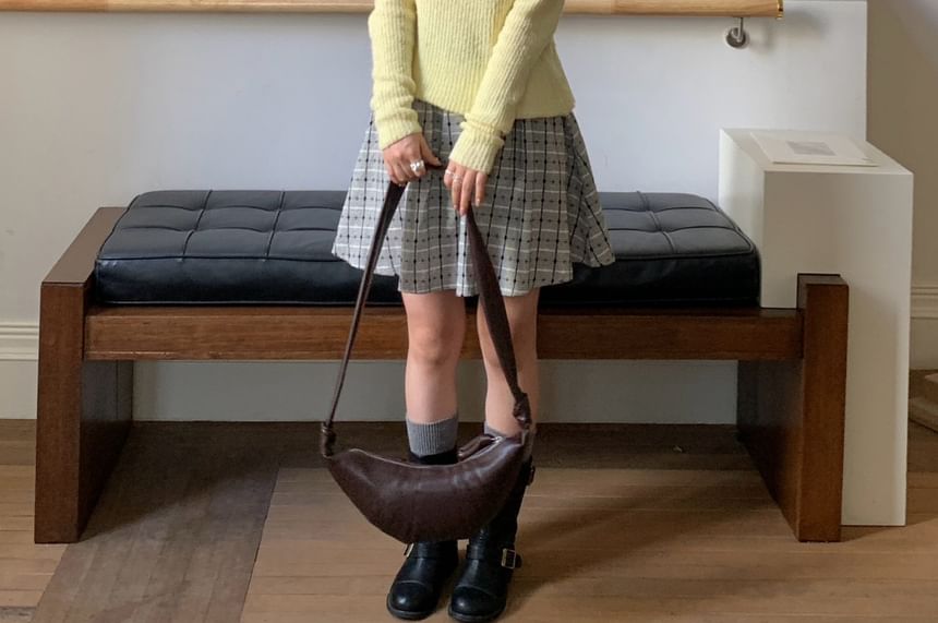 Gingham Checkered Mini Pleated Skirt with Mid Waist