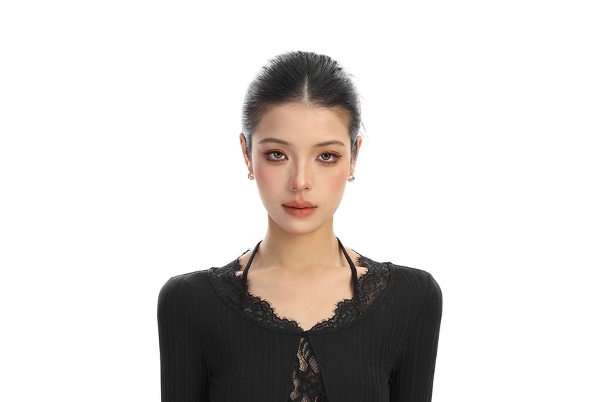 V-Neck Long Sleeve Lace Layered Top