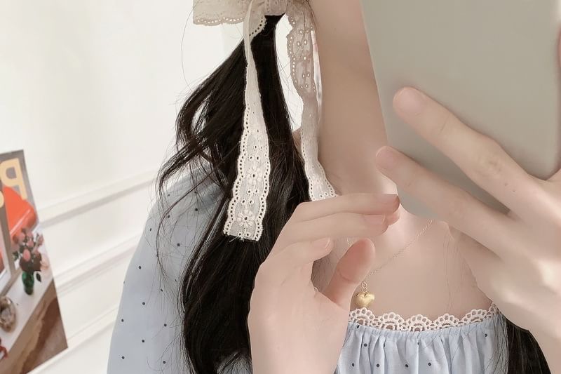 Dotted Lace Trim Pajama Set and Dress