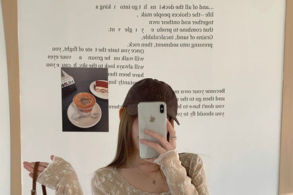 Long Sleeve Scoop Neck Lace Slim Blouse