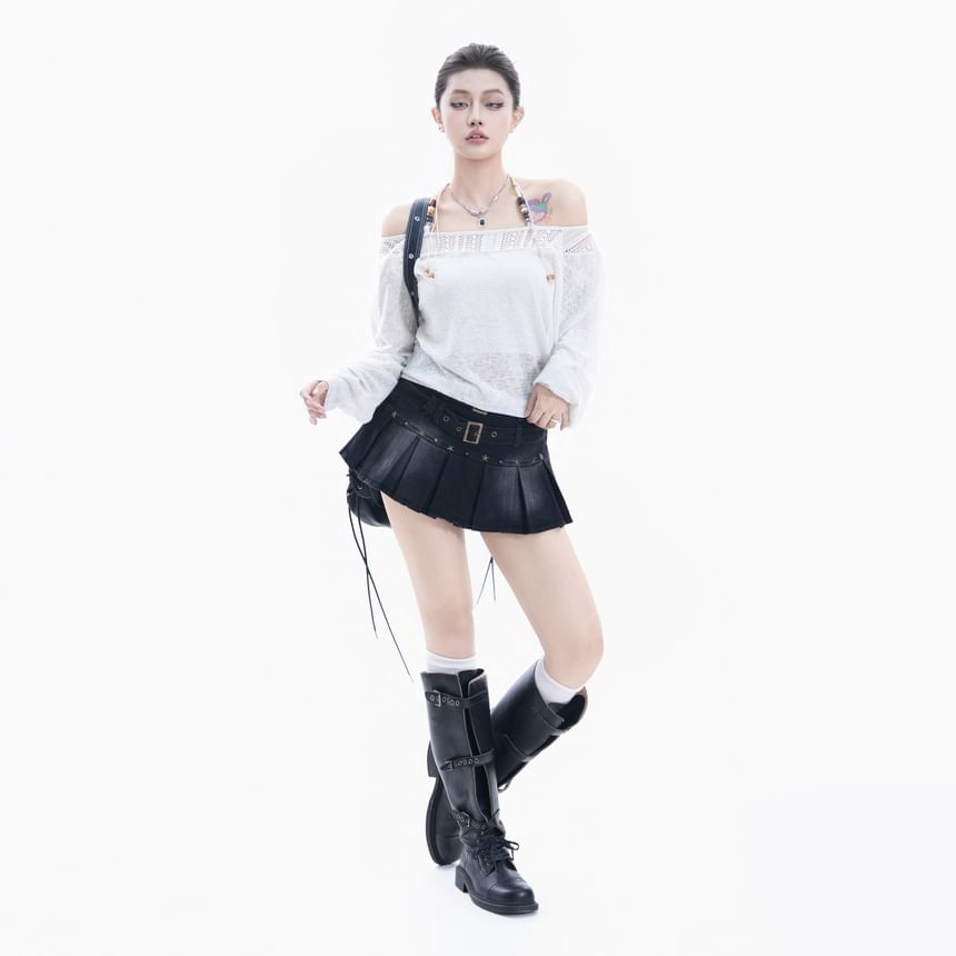 Long Sleeve Halter Neck Lace Blouse