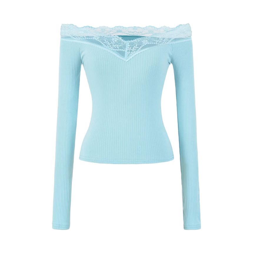 Fitted Crop Tee with Lace Shoulder Panels