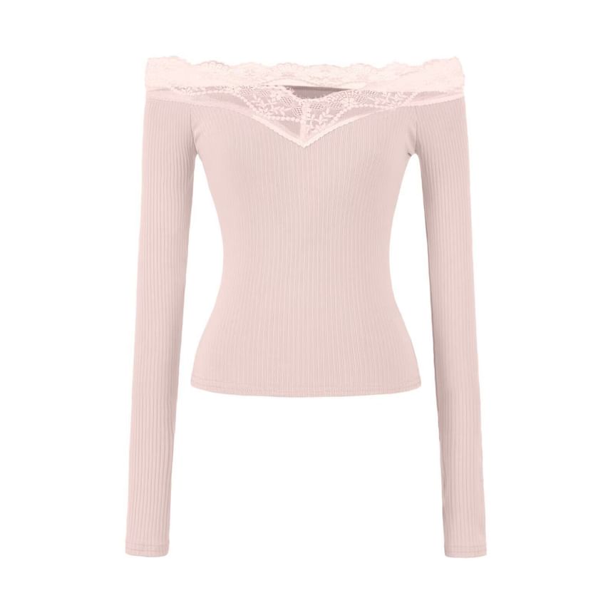 Fitted Crop Tee with Lace Shoulder Panels