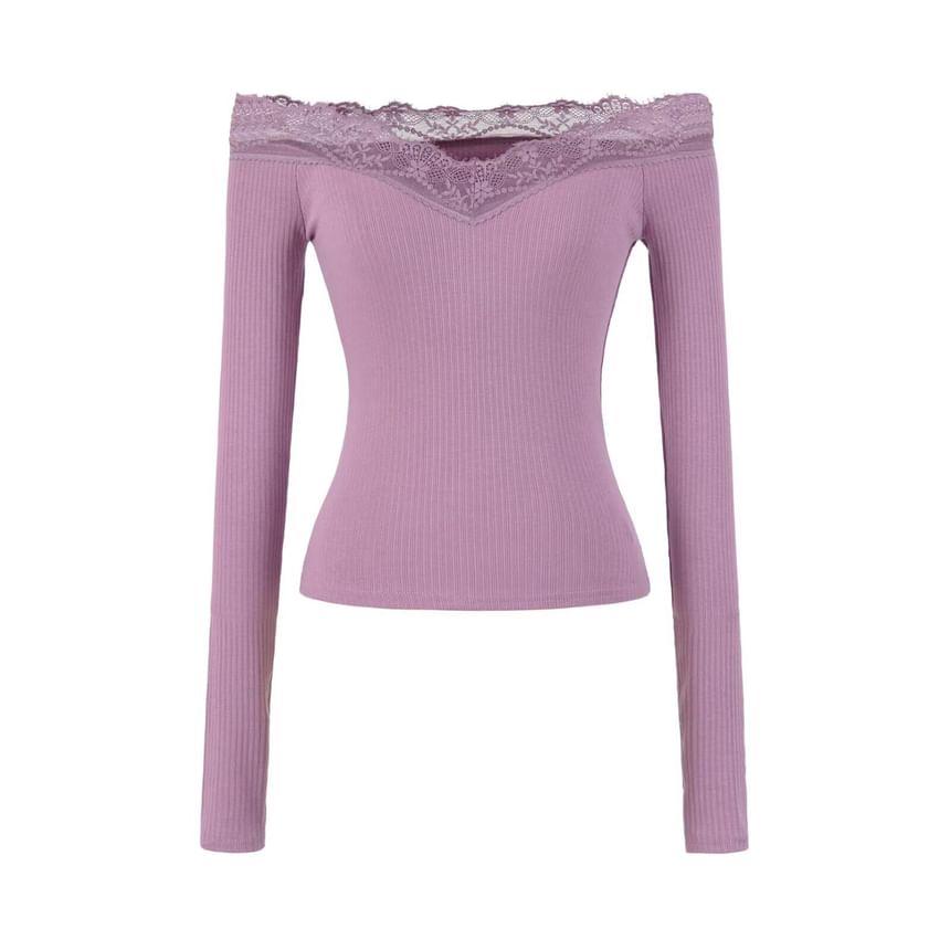Fitted Crop Tee with Lace Shoulder Panels