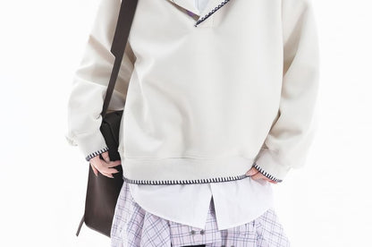 Contrast Trim Hooded Sweatshirt