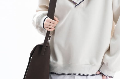 Contrast Trim Hooded Sweatshirt