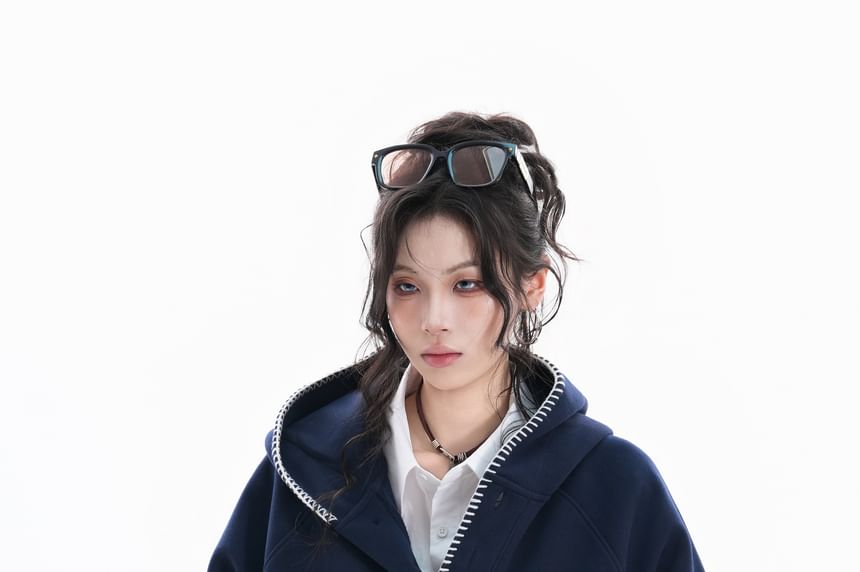 Contrast Trim Hooded Sweatshirt