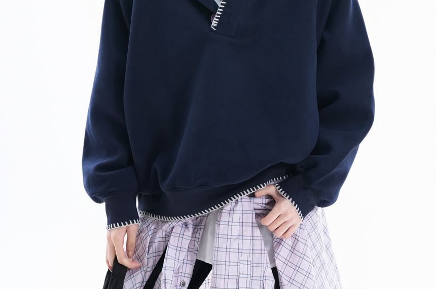 Contrast Trim Hooded Sweatshirt