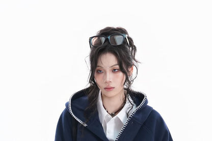 Contrast Trim Hooded Sweatshirt