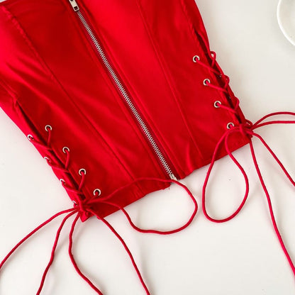Strapless Lace-Up Bustier Top