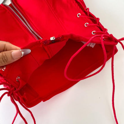 Strapless Lace-Up Bustier Top