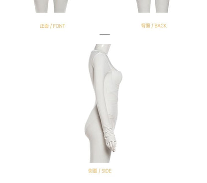 Long Sleeve Sweetheart Neck Lace Bodysuit & Mid Rise Mini Pencil Skirt