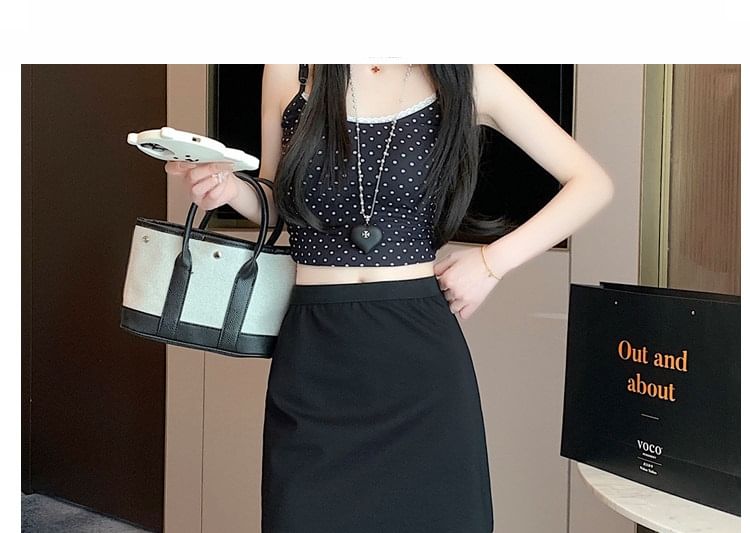 Mesh Panel Mermaid Midi Skirt with High Waist