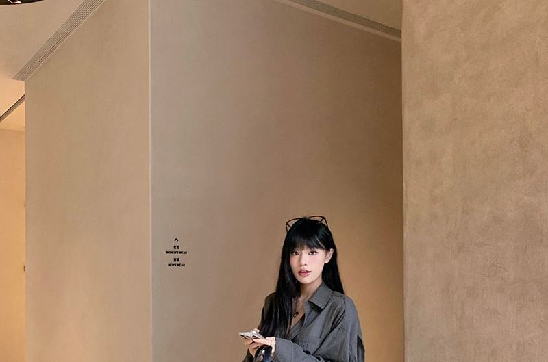 Midi A-Line Skirt and Button-Up Shirt Set