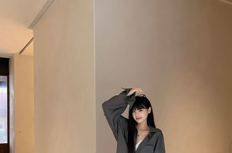 Midi A-Line Skirt and Button-Up Shirt Set
